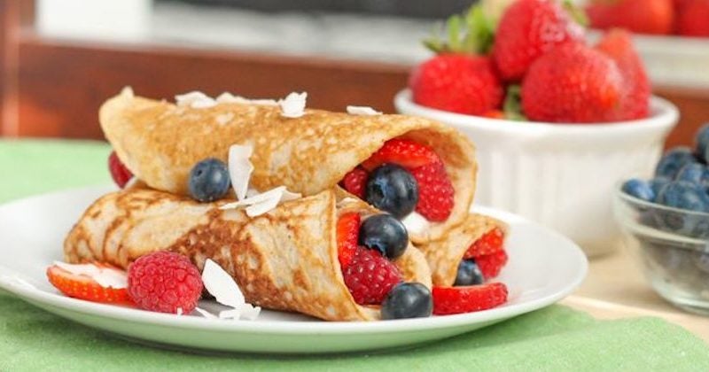 Paleo Coconut Crepes With Mixed Berries