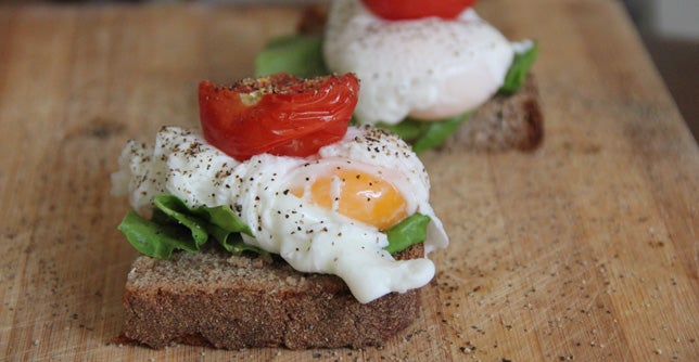 Poached Egg and Roasted Tomato Open-Face Sandwiches