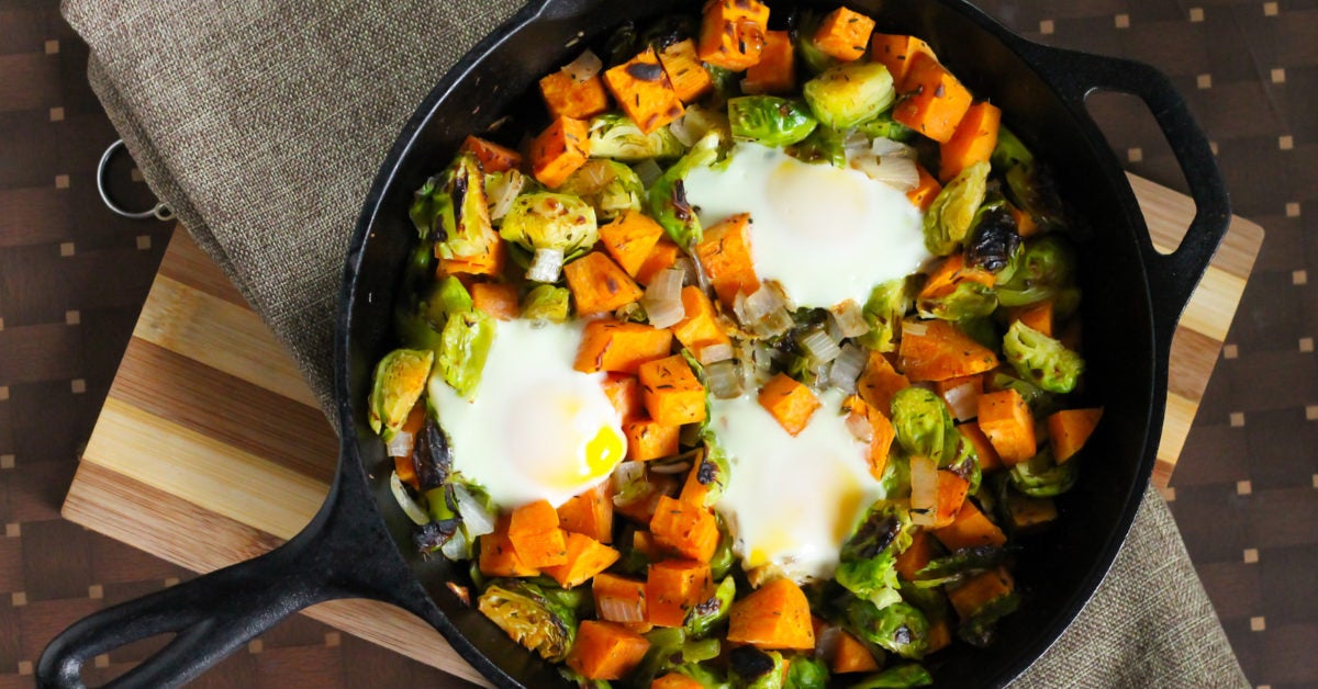 Sweet Potato and Brussels Sprout Hash