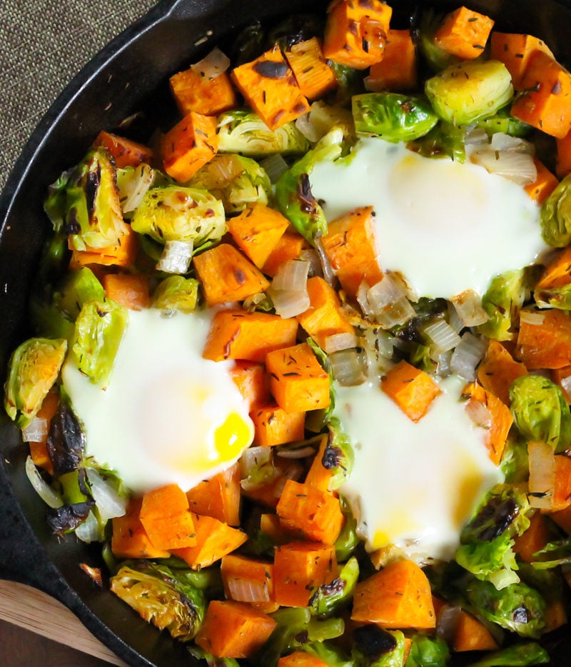 Sweet Potato and Brussels Sprout Hash