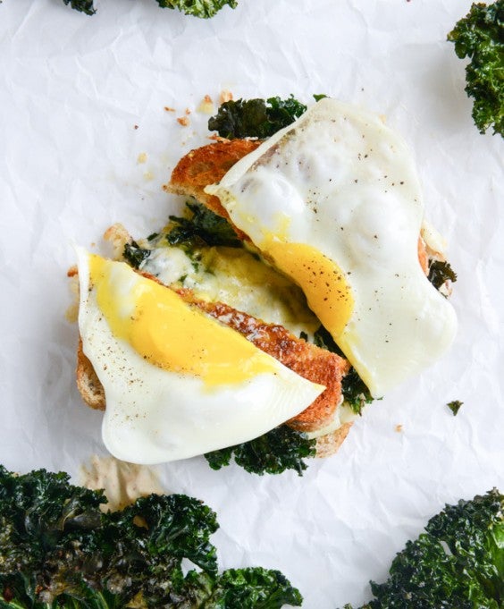 11. Crispy Kale Grilled Cheese With Fried Eggs
