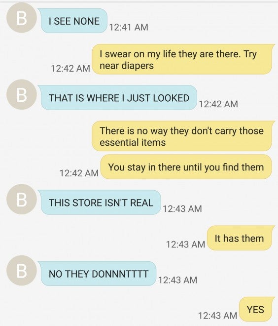 texting about tampons