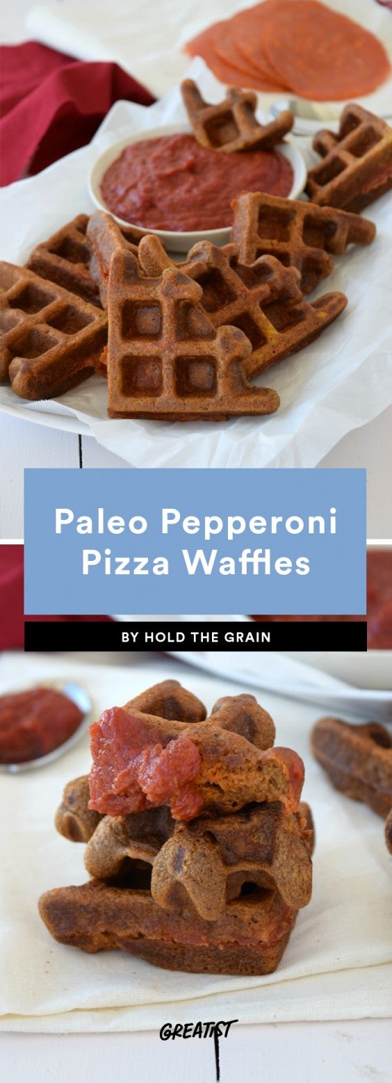 Paleo Pepperoni Pizza Waffles