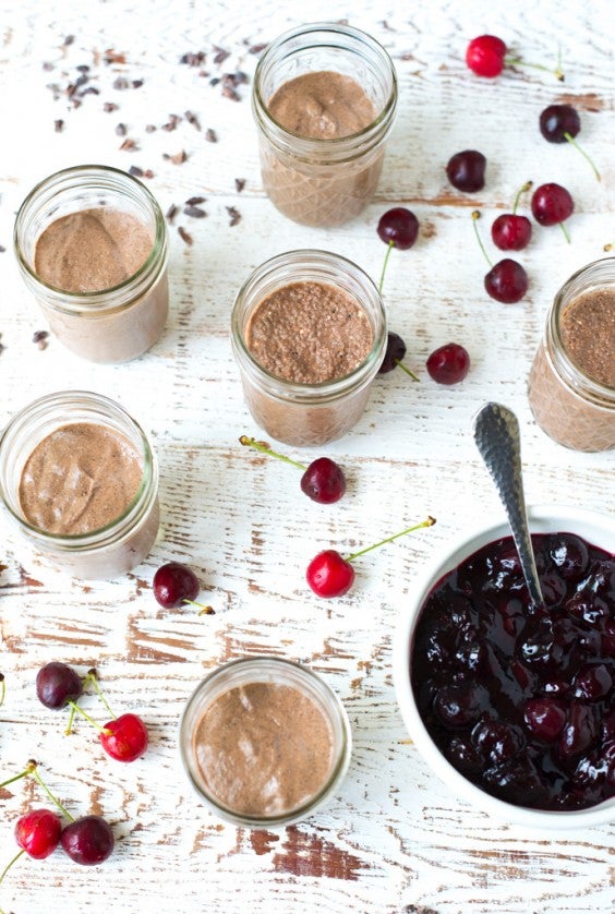 cherries jubilee chocolate chia seed pudding