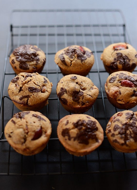 19. Vegan Cherry Dark Chocolate Chip Muffins