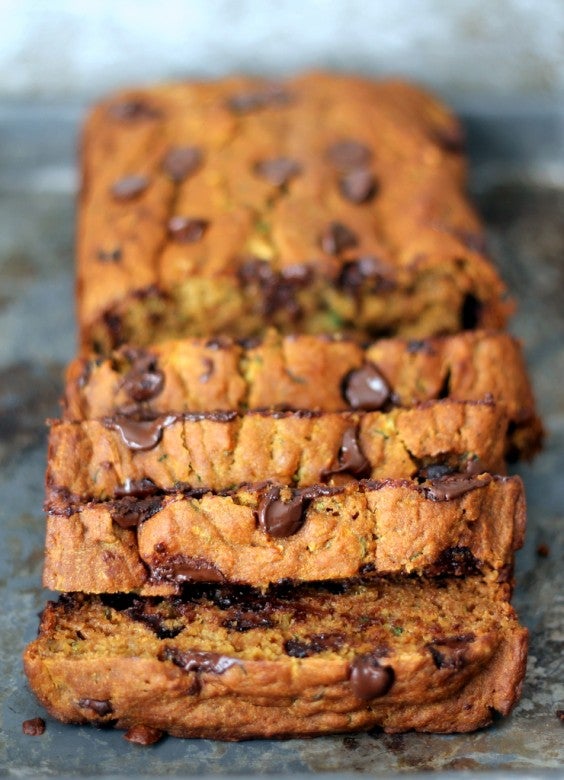 1. Healthy Pumpkin Zucchini Chocolate-Chip Bread
