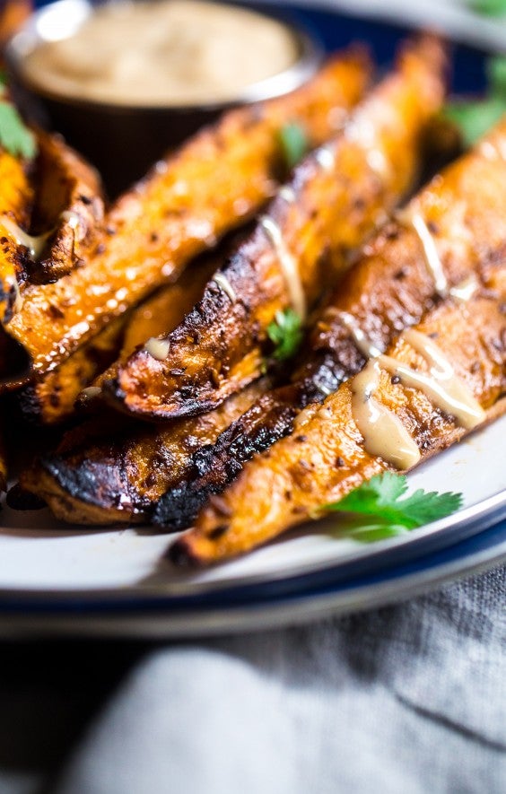 Maple Tahini Grilled Sweet Potatoes 