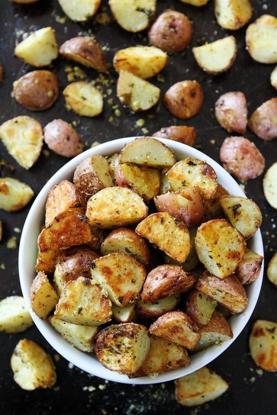 Roasted Parmesan pesto potatoes