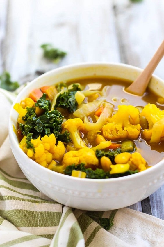 Kale and Cauliflower Turmeric Soup Recipe