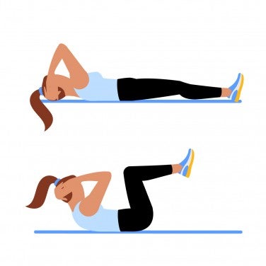Illustration of a woman doing knee-in crunches