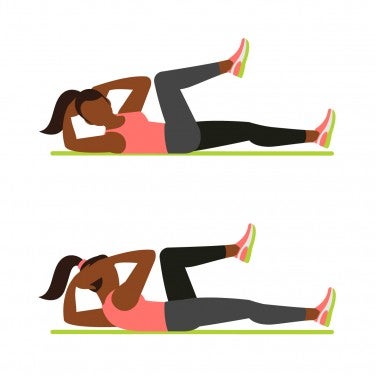 Illustration of a woman doing a bicycle crunch
