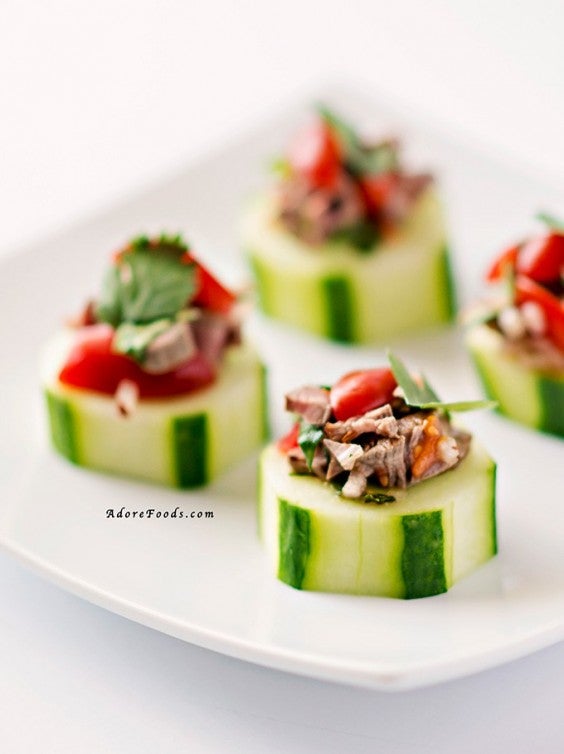 10. Thai Beef Salad Cucumber Bites