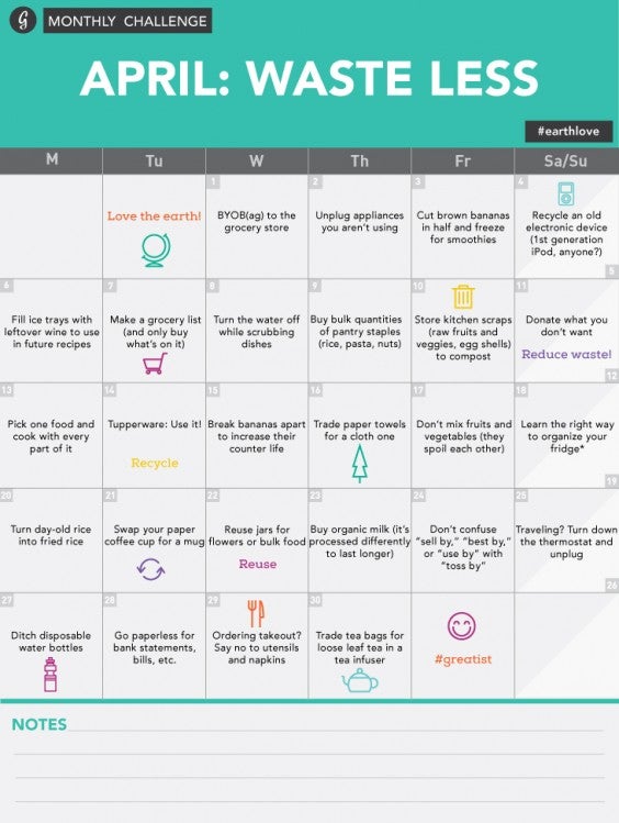 30-Day Waste-Less Challenge Calendar