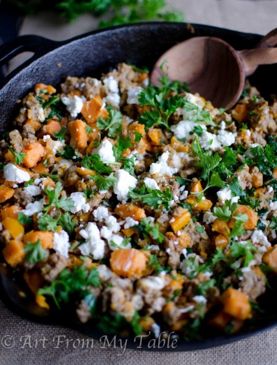 15. Turkey Skillet Dinner With Sweet Potatoes and Kale