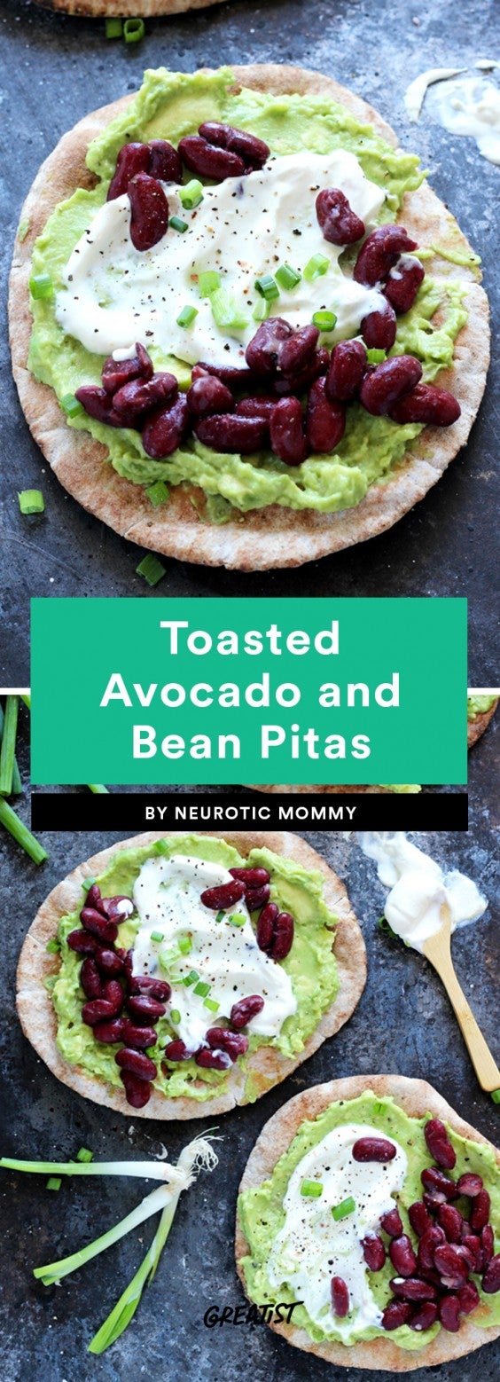 Toasted Avocado and Bean Pitas