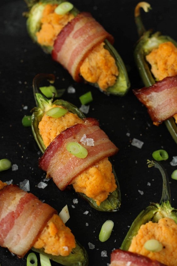 Paleo Bacon Wrapped Buffalo Chicken Jalapenos Recipe