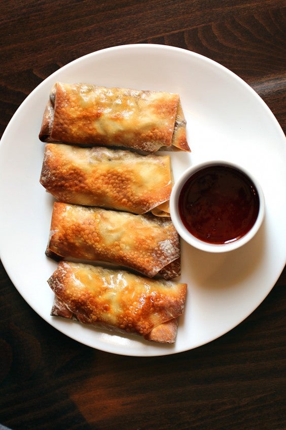 7. Baked Chicken and Mushroom Spring Rolls