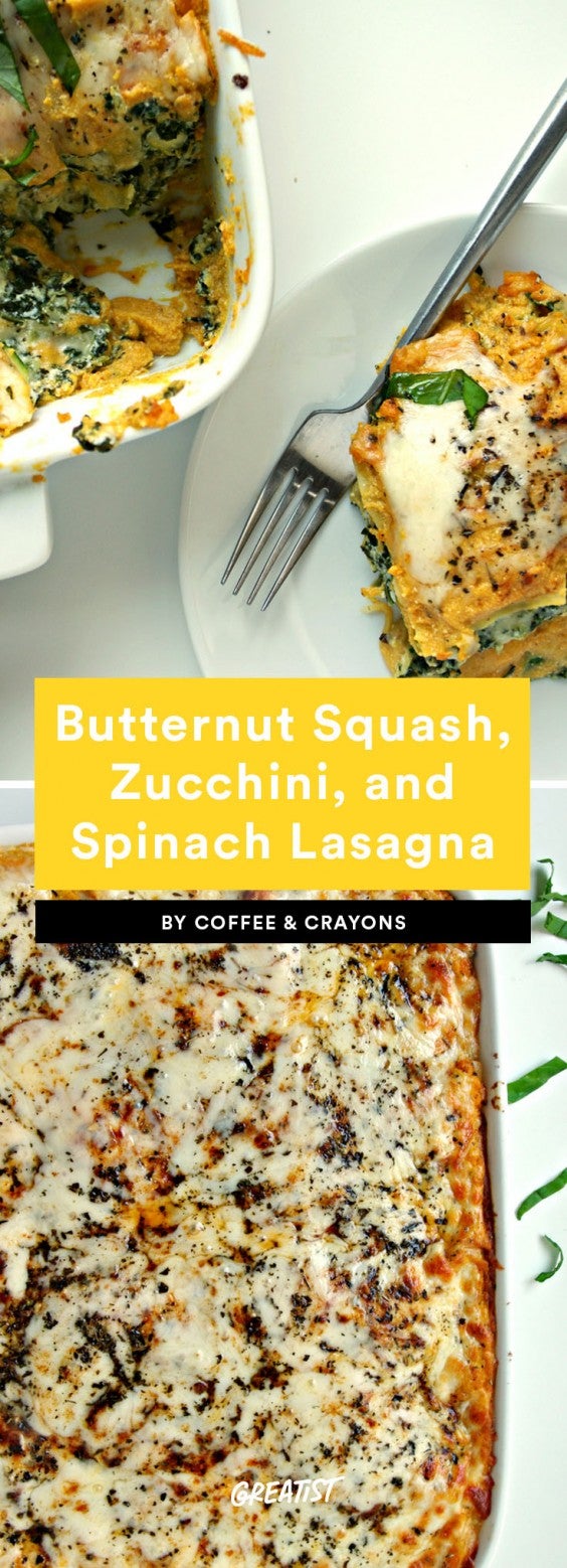1. Butternut Squash, Zucchini, and Spinach Lasagna