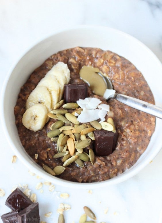 4. 10-Minute Chocolate Brownie Cauliflower Oatmeal Bowl