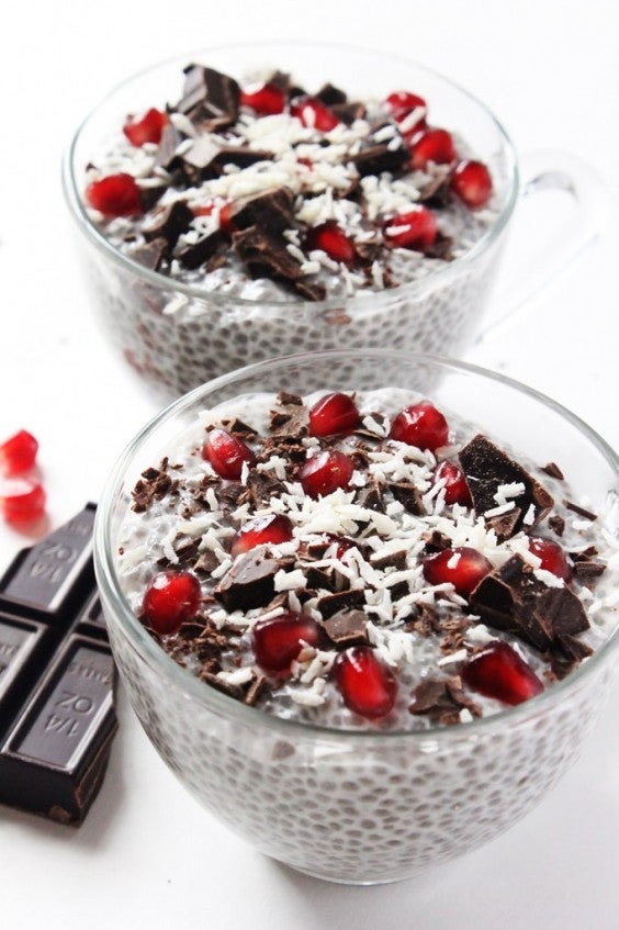 Coconut Pomegranate Chocolate Chia Seed Pudding