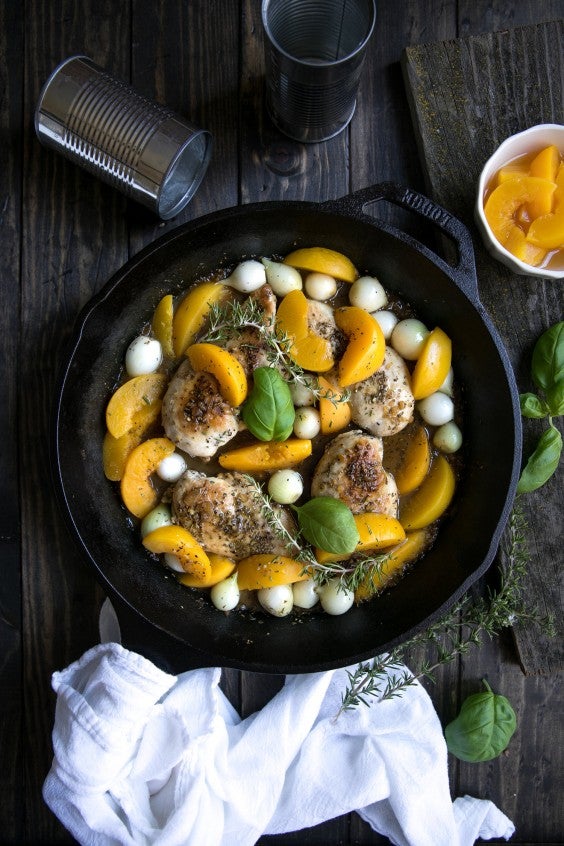 8. 30-Minute Peach and Chicken Skillet With Pearl Onions