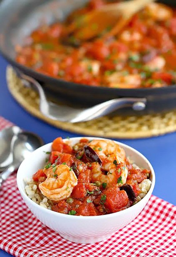 Healthy Grain Bowls: Shrimp Puttanesca Rice Bowls