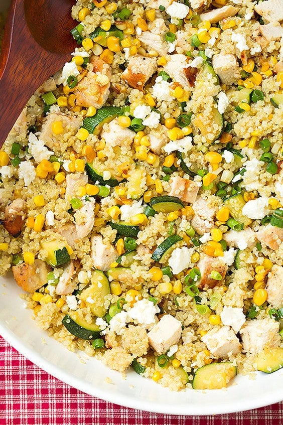 Healthy Grain Bowls: Zucchini, Corn, and Quinoa Bowls With Grilled Chicken