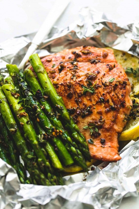 18. Herb Butter Salmon and Asparagus Foil Packs