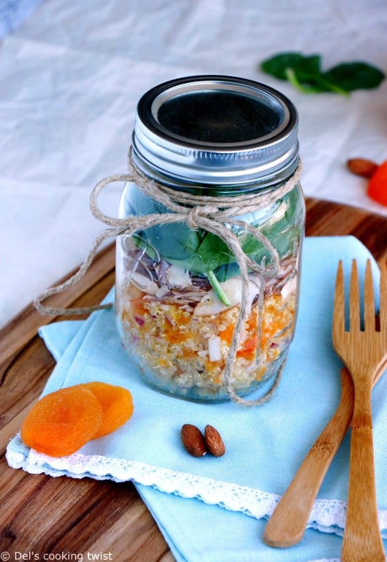 12. Apricot and Feta Quinoa Mason Jar Salad With a Lemon Curry Dressing