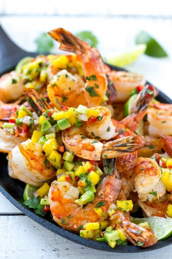 1. Cilantro Lime Shrimp With Mango Avocado Salsa