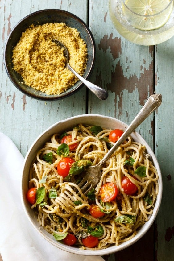 3. Lemon Basil Pasta With Walnut Parmesan