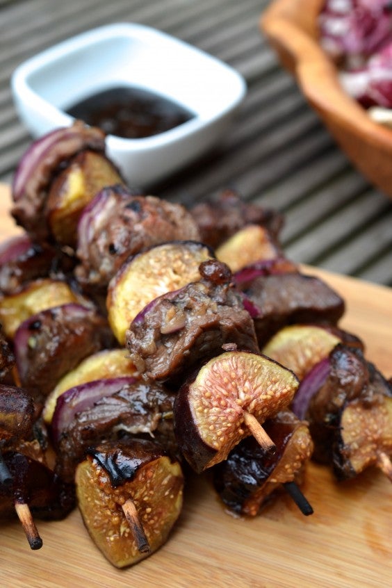 11. Beef, Fig, and Red Onion Balsamic Skewers