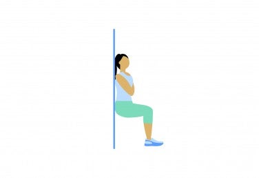 Illustration of a woman doing a wall sit