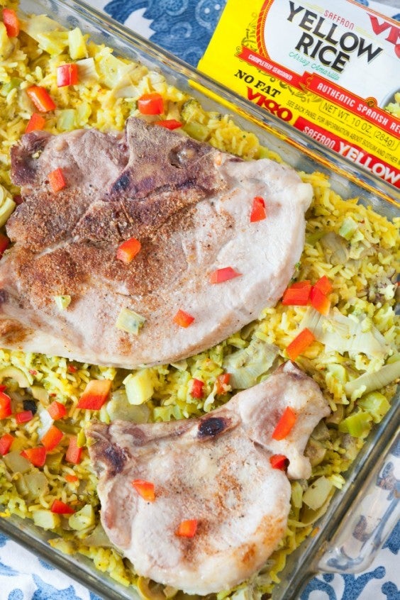12. Yellow Rice Pork Chop Bake