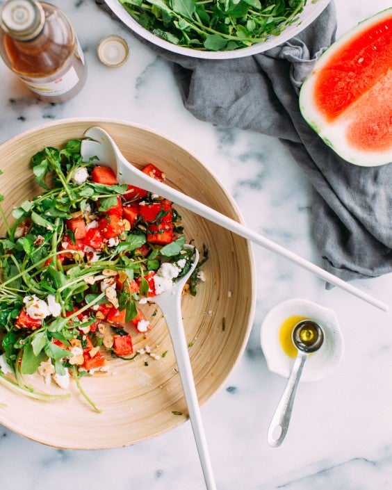 4. Watermelon Salad With Goat Cheese, Watercress, and Mint