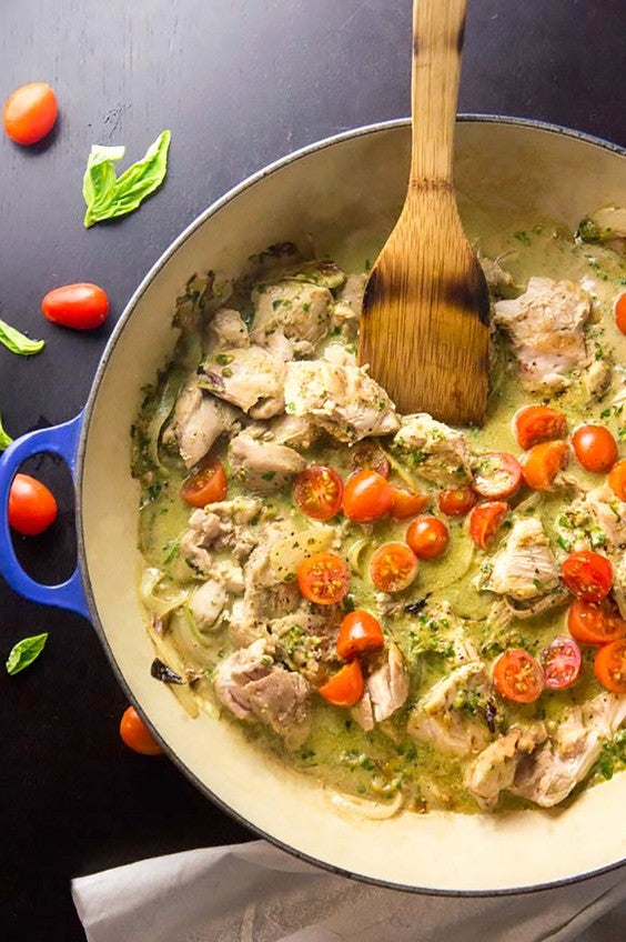 Paleo Dinners: Creamy Basil and Tomato Chicken