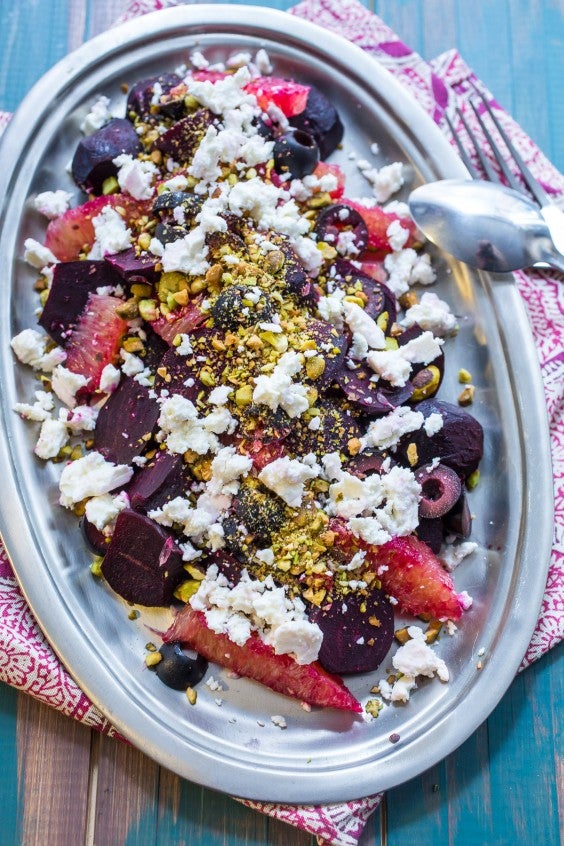 2. Roasted Beet, Orange, Feta and Pistachio Salad With Olives