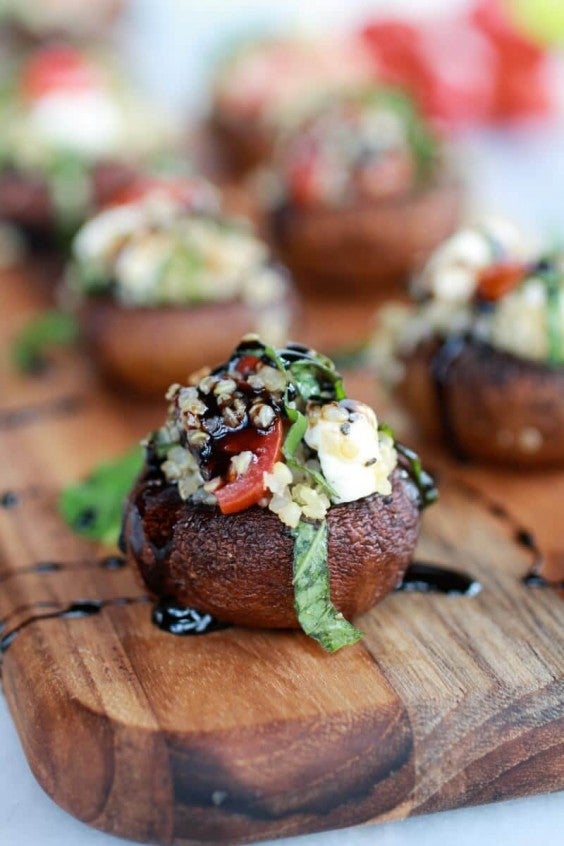 13. Caprese Quinoa Grilled Stuffed Mushrooms With Balsamic Glaze