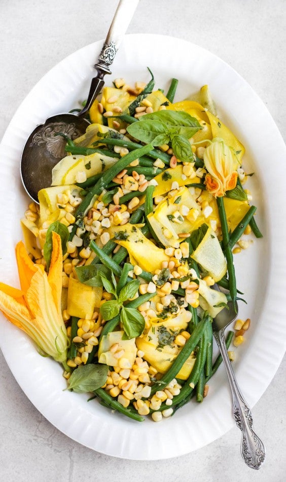 2. Green Bean, Sweet Corn, and Summer Squash Salad With Basil Dressing