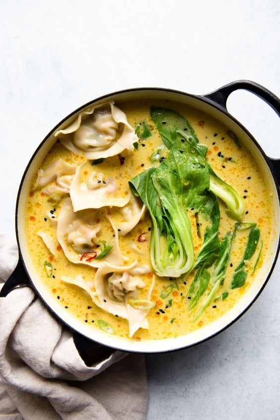 4. Tofu Wontons With Yellow Curry Broth