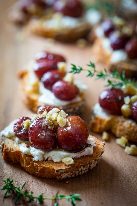 8. Roasted Grape Crostini With Goat Cheese and Walnuts