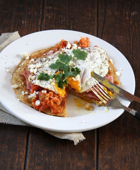 Huevos Rancheros with Savory Cornbread Pancakes