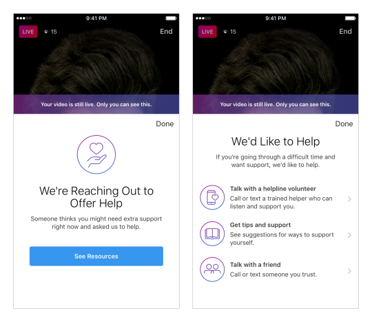 Instagram live video help service