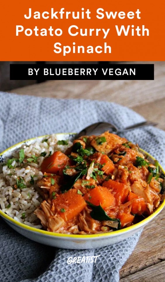 1. Jackfruit Sweet Potato Curry With Spinach