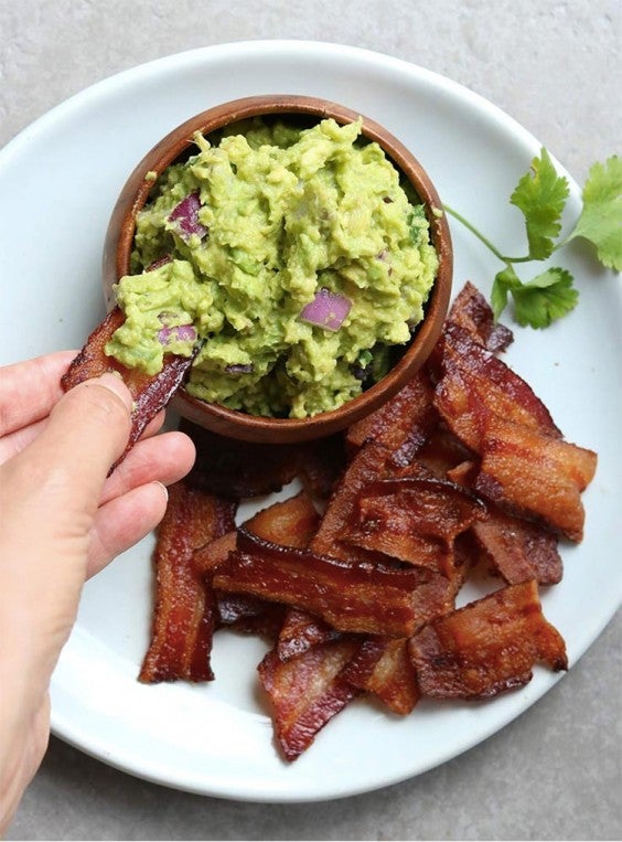 1. Bacon "Chips" and Thick Guacamole Dip