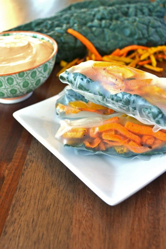 19. Squash Spring Rolls With Maple Dijon Dipping Sauce