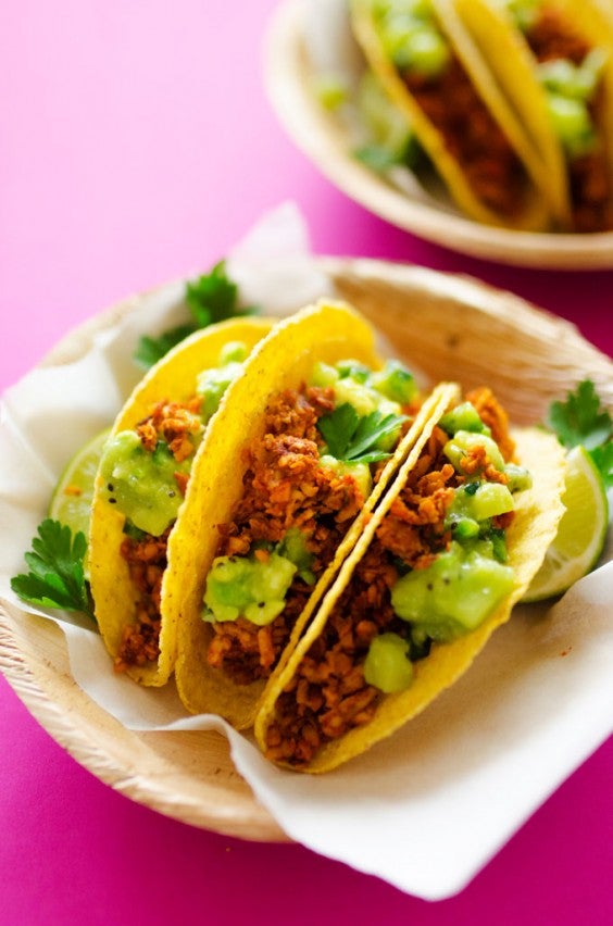 13. Tempeh Tacos With Avocado Kiwi Salsa