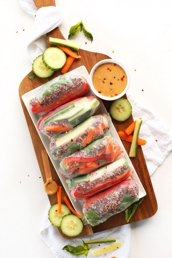 14. Quinoa Spring Rolls With Cashew Dipping Sauce