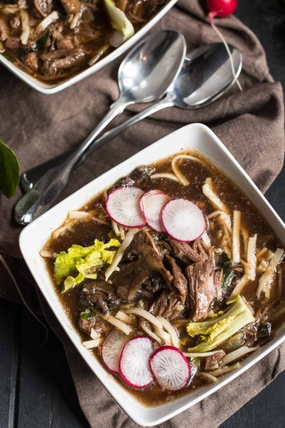 12. Slow-Cooker Asian Beef and Udon Noodle Soup