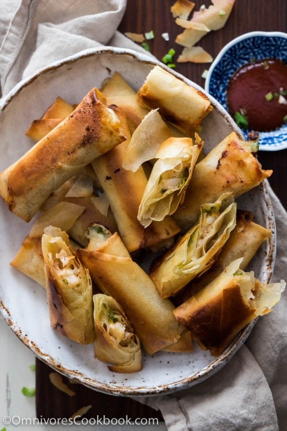 8. Cheesy Shrimp Baked Spring Rolls